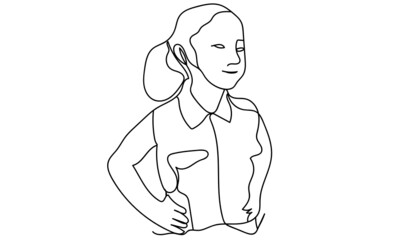 girl portrait  continuous line