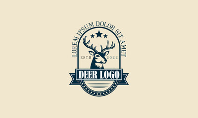 vintage, classic and elegant style deer head logo vector template