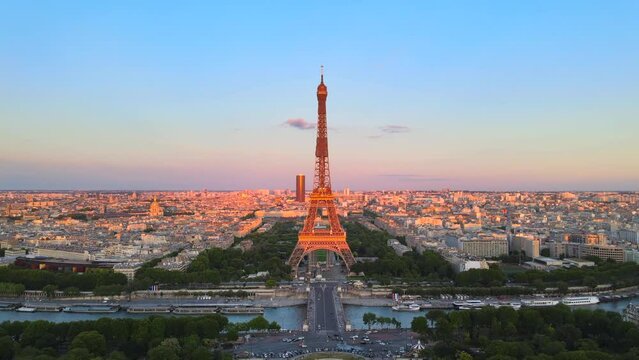 Early evening at the Eiffel Tower in Paris France