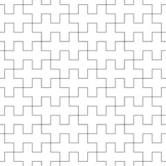 Seamless Sayagata pattern. Repeated interlocking manji background. Oriental crosses ornament. Traditional architecture wallpaper. Ancient ethnic mosaic motif. Digital paper, textile print. Vector art.