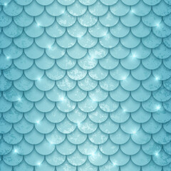 Shining pearl mint mermaid scales pattern - obrazy, fototapety, plakaty