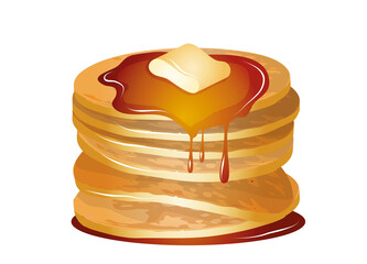 goldbraune leckere Pancakes mit Sirup und Butter