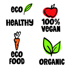Vegan and organic Hand drawn illustration set.