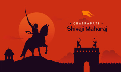 Chhatrapati Shivaji Maharaj Indian Maratha warrior king silhouette vector illustration