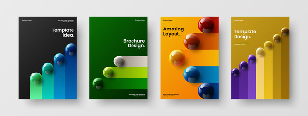 Fresh presentation design vector illustration composition. Modern 3D balls poster layout collection.