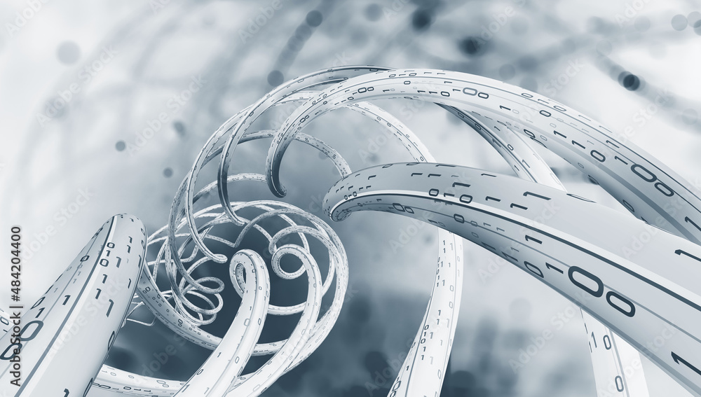 Leinwandbilder cyber structure 3d illustration. nano space medical research and futuristic discoveries. dna code in