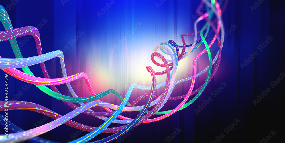 Leinwandbilder cyber structure 3d illustration. nano space medical research and futuristic discoveries. dna code in