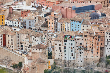 Traditional antique buildings in Cuenca world heritage old town. Spain