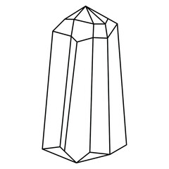 Crystal outline vector illustration minimalist icon. Linear sign of treasure gem. Mineral, diamond, quartz simple icon isolated on white background.
