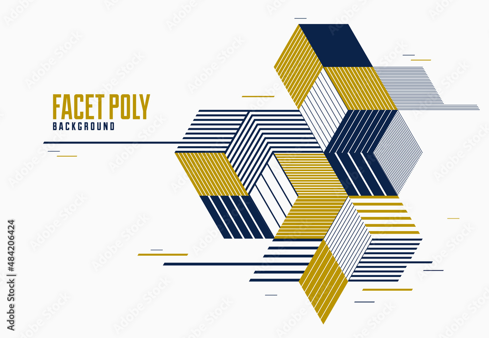 Aufkleber linear striped abstract vector dimensional 3d background with isolated retro style graphic element w