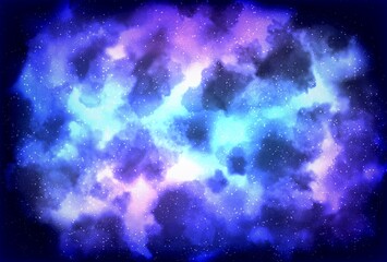 青と紫に光り輝く銀河イメージ