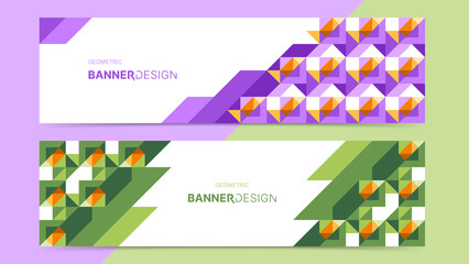 Flat colorful banner with geometric shape