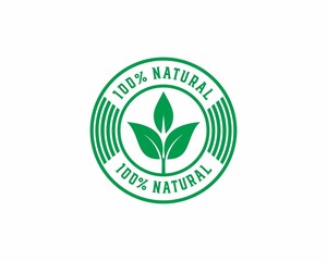 100percent natural product stamp sticker badge vector