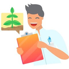 Lab scientist do experiment on plants icon vector
