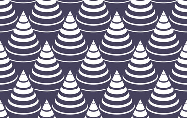 Obraz premium 3D cones optical seamless pattern, vector repeat tiling background, op art theme textile or wrapping paper, website backdrop or wallpaper.