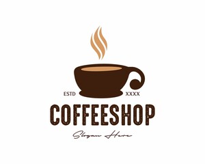 Coffee Bean, Smoke and Cafe Cup Mug logo design