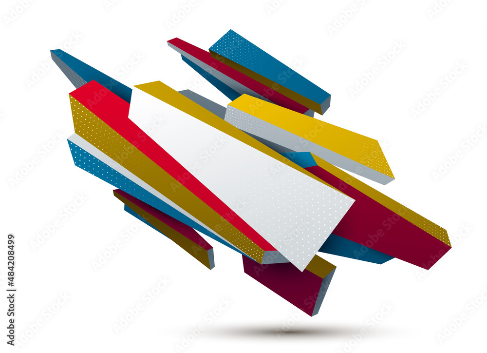 Aufkleber low poly abstract form isolated on white, vector future shape design polygonal art, dimensional geom