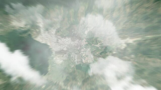 Zoom in from space and focus on Turmero, Aragua, Venezuela. 3D Animation. Background for travel intro. Elements of this image furnished by NASA