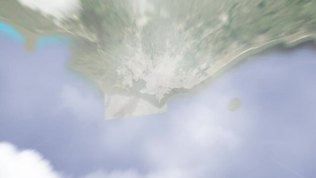 Zoom in from space and focus on Montevideo, Uruguay. 3D Animation. Background for travel intro. Elements of this image furnished by NASA