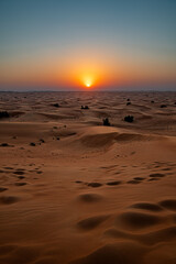 Sunset in the desert dunes of Dubai