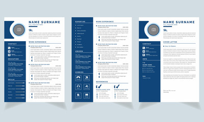 Blue Sidebar Resume Template, Clean and Professional CV Accents