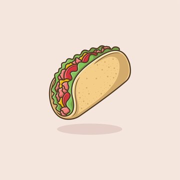 cute cartoon tacos. vector illustration for mascot logo or sticker