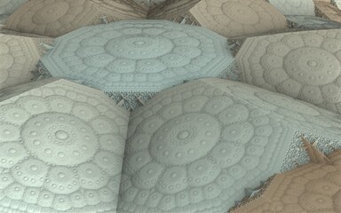 Bizarre 3d fractal landscape with recursive structures. (3D Rendering)