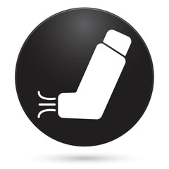 Inhaler icon, black circle button, vector illustration.