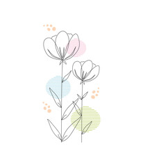 Minimalistic sketch of flowers.  Vector 