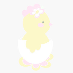 Cute funny chick in the egg vector illustration. Easter kids print in scandinavian style