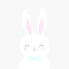 Cute funny rabbit with a bow vector illustration. Easter kids print in scandinavian style