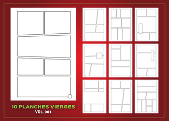 BD MANGA - 10 Planches vierges modifiables - Vol. 1