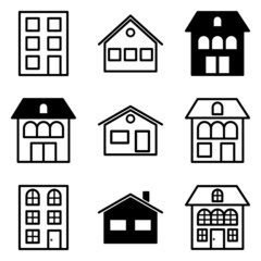 House Flat Icon Set Isolated On White Background