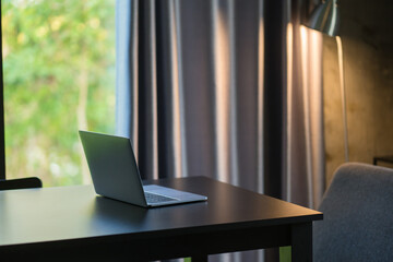 laptop put on table in living room