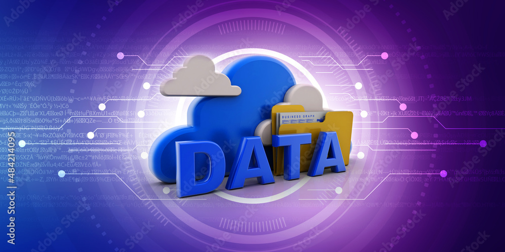 Aufkleber 3d rendering cloud online storage icons with data