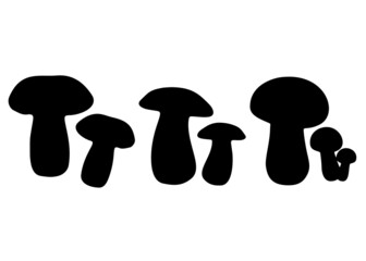 Mushrooms big and small in a set. Vector image.