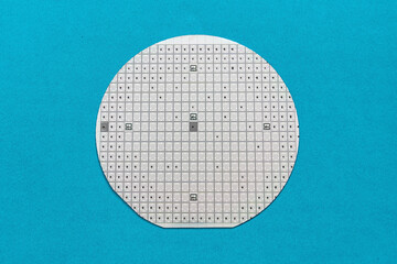 A microcircuit of a powerful Darlington transistor on a cut scribed semiconductor silicon...