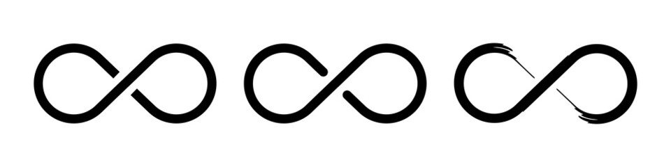 Infinity sign icon set isolated on white background