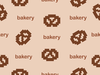 Cookie cartoon character seamless pattern on brown background.Pixel style