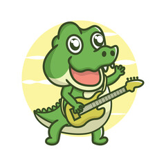 Cute crocodile cartoon vector icon illustration logo mascot hand drawn concept trandy cartoon