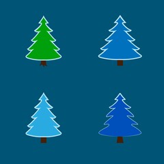 Silhouette design set colorful spruce on white