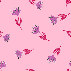 Fototapeta na wymiar Flower cute seamless pattern. Hand drawn field background.