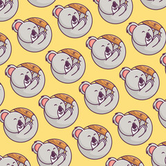 Cute koala pattren cartoon vector icon illustration logo mascot hand drawn concept trandy cartoon