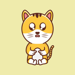 Cute cat cartoon vector icon illustration logo mascot hand drawn concept trandy cartoon