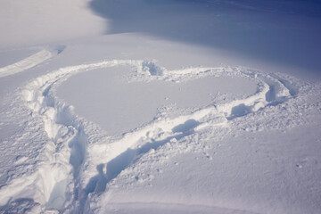 Painted heart in the snow