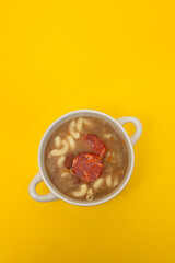 typical portuguese soup with smoked sausages and meat