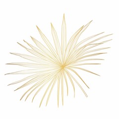 Hand drawn  tropical summer design element: golden fan palm tree leaves, line art. 