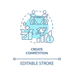Create competition turquoise concept icon. Business struggle. Market economy pros abstract idea thin line illustration. Isolated outline drawing. Editable stroke. Arial, Myriad Pro-Bold fonts used