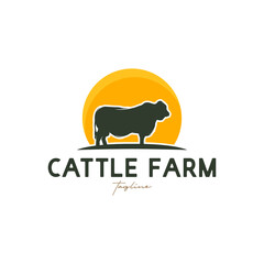 Cattle Farm Logo Design Stock Vector