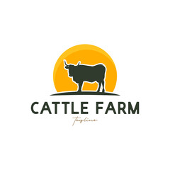 Cattle Farm Logo Design Stock Vector
